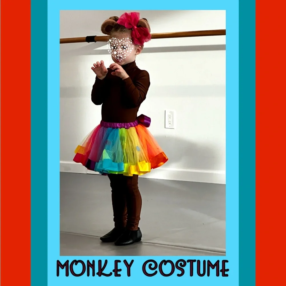 🐒Monkey Costume Tutu W/ Monkey Ears Headband ~ Bonus: 🦋Butterfly Wings - Picture 16 of 16